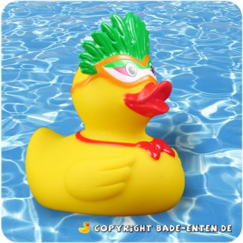 Badeente Maskenball - grne Feder